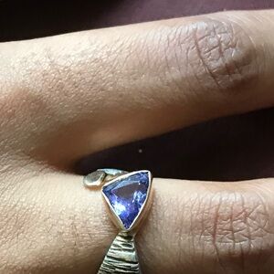 Sterling Silver 14K YG Tanzanite Ring Size 6.5